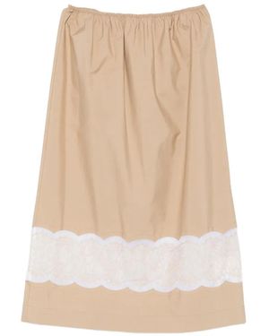 Carven Lace-Trim Midi Skirt - Natural