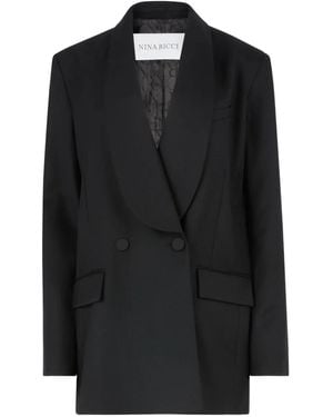 Nina Ricci Wool Gabardine Double-Breasted Blazer - Black