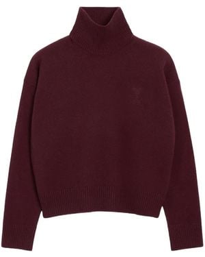 Ami Paris Jersey Ami De Coeur De Lana Con Cuello Alzado - Rojo