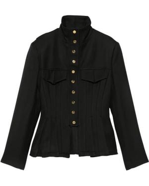 Elisabetta Franchi Peplum Button-Up Jacket - Black