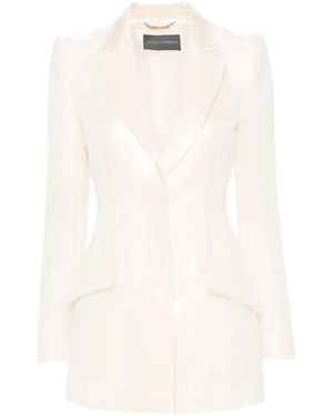 Alberta Ferretti Semi-Sheer Sequinned Blazer - White