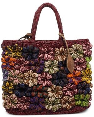 AFAR Flower-Embellishment Tote Bag - Red