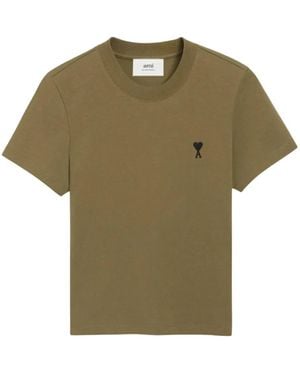 Ami Paris Adc Heart-Logo Short-Sleeve T-Shirt - Green