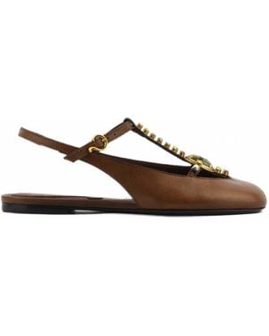 Etro Embellished T-Bar Slingback Ballet Flats - Brown