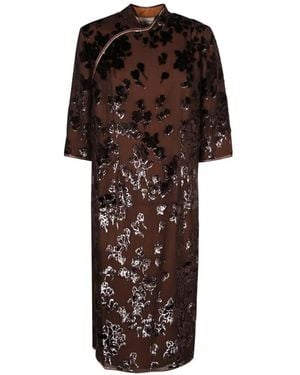 Pierre Louis Mascia Floral-Pattern Midi Dress - Brown
