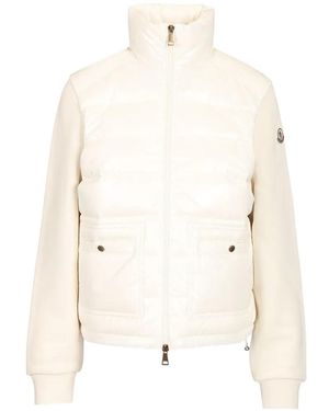 Moncler Quilted-Panel Zip-Up Jacket - White