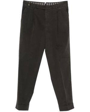 PT Torino Pleated Cuffed Trousers - Black