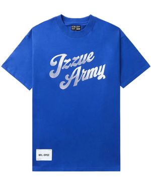 Izzue Logo-Print Cotton T-Shirt - Blue