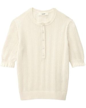 Ba&sh Viola Ruffled Polo Top - White