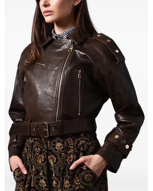 Poche Paris Cropped Biker Jacket - Black