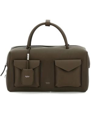 Max Mara Medium Folded-Sides Leather Tote Bag - Green