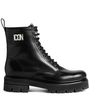 DSquared² Icon Plaque Combat Boots - Black