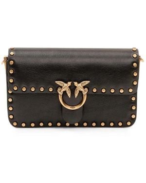 Pinko Baby Love One Slouchy Studded Shoulder Bag - Black