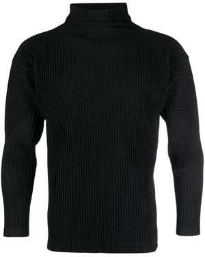 Homme Plissé Issey Miyake モックネック ロングtシャツ - ブラック