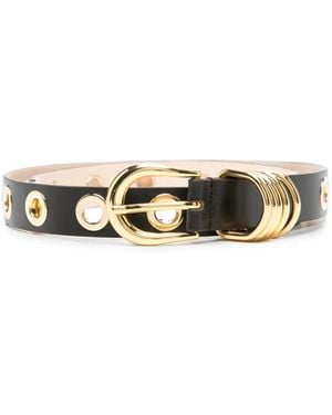 DEHANCHE Full Rivet Eyelet-Embellished Leather Belt - Metallic