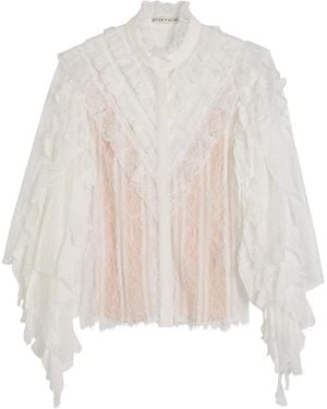 Alice + Olivia Rheba Blouse Met Ruches En Kant - Wit