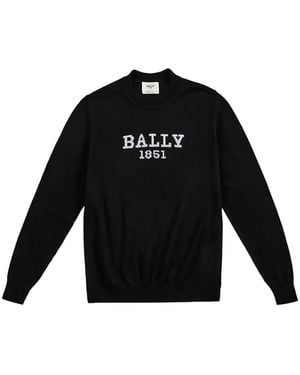 Bally Logo-Embroidered Merino Wool Jumper - Black