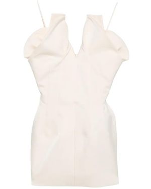 Magda Butrym Sculptural V-Neck Dress - White