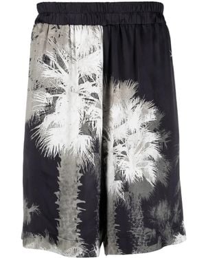 Laneus Palm-Tree Print Shorts - Black
