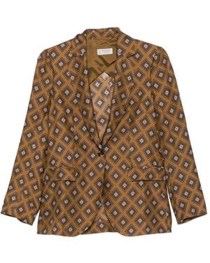 Alberto Biani Patterned Pocket Blazer - Brown