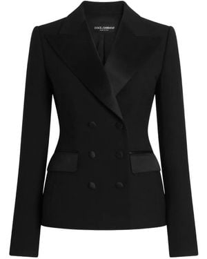 Dolce & Gabbana Wool Cady Double-Breasted Jacket - Black