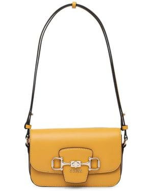 Guess Bolso De Hombro Janie Con Placa Del Logo Y Bocado - Metálico