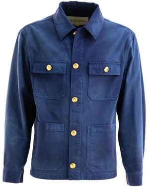 Valentino Garavani Jacke Mit Goldfarbenen Knöpfen - Blau