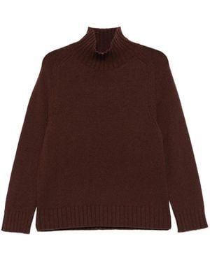 Purotatto Gerippter Pullover Mit Stehkragen - Braun
