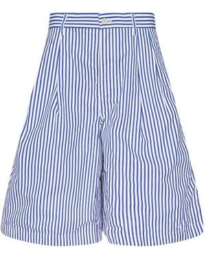 Comme des Garçons Pantalones Cortos A Rayas - Azul