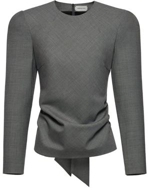 Magda Butrym Draped Back-Tie Blouse - Grey