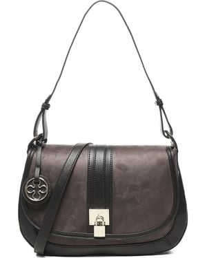 V73 Curved-Flap Logo Shoulder Bag - Black