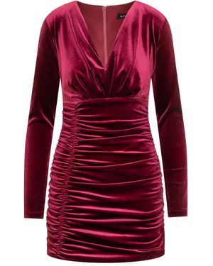 ACTUALEE Ruched Dress - Red
