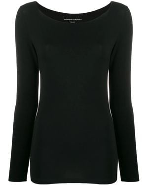 Majestic Filatures Boat Neck Stretch Top - Black
