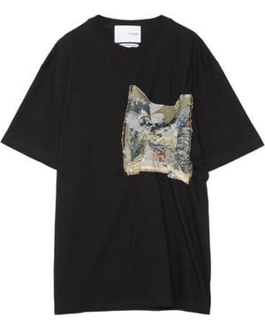 Yoshio Kubo タペストリーポケット Tシャツ - ブラック