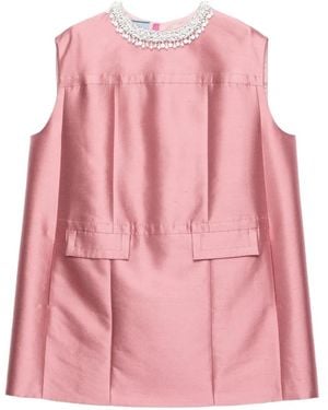 Prada Embroidered Mini Dress - Pink