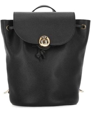 Furla Rucksack Aus Strukturiertem Leder Mit Logo-Schild - Schwarz