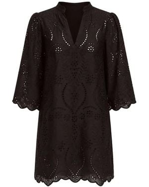 Natalie Martin Maria Broderie-Anglaise Mini Dress - Black