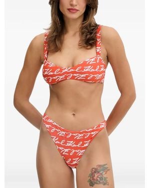 KARL LAGERFELD Bragas De Bikini Con Texto Estampado - Rojo