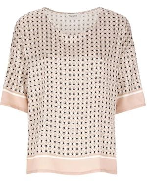 Kangra Geometric-Pattern Short-Sleeve Top - White