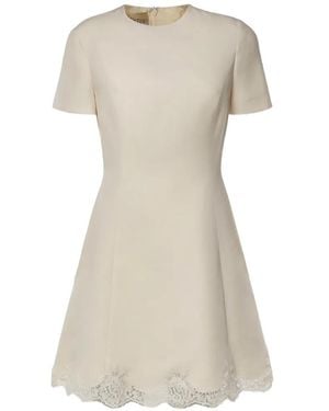 Valentino Garavani Lace-Trim A-Line Dress - Natural