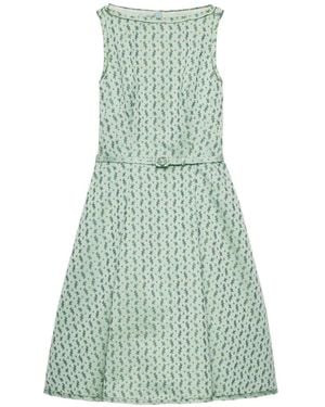 Prada Floral-Print Duchess Dress - Green