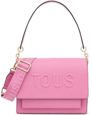 Tous Embossed-Logo Shoulder Bag - Pink