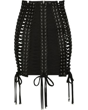 Dolce & Gabbana Eyelet-Embellished Miniskirt - Black