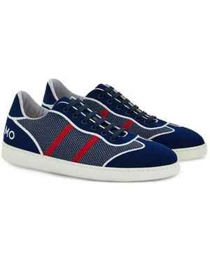 Ferragamo Logo-Print Paneled Sneakers - Blue