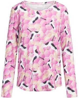 RÖSCH Round-Neck Birds-Graphic Pajama Top - Pink