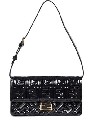 Fendi Bolso De Mano Baguette Con Motivo Ff En Relieve - Negro