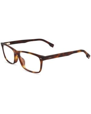 BOSS Tortoiseshell-Effect Rectangle-Frame Glasses - Brown