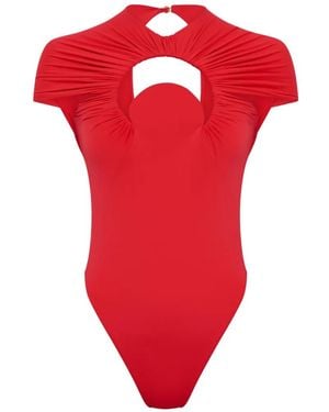 Marine Serre Moon Gathered Swimsuit