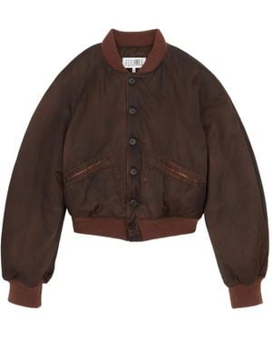MM6 by Maison Martin Margiela Button-Up Bomber Jacket - Brown