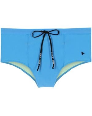 Amir Slama Kordelzug-Badehose Mit Logo-Schild - Blau